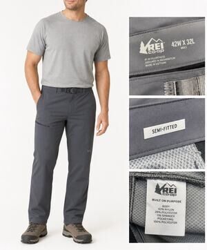 Gorpcore REI Co-op Men's Semi-Fitted Hiking Pants 42x32 Charcoal Nylon Outdoor